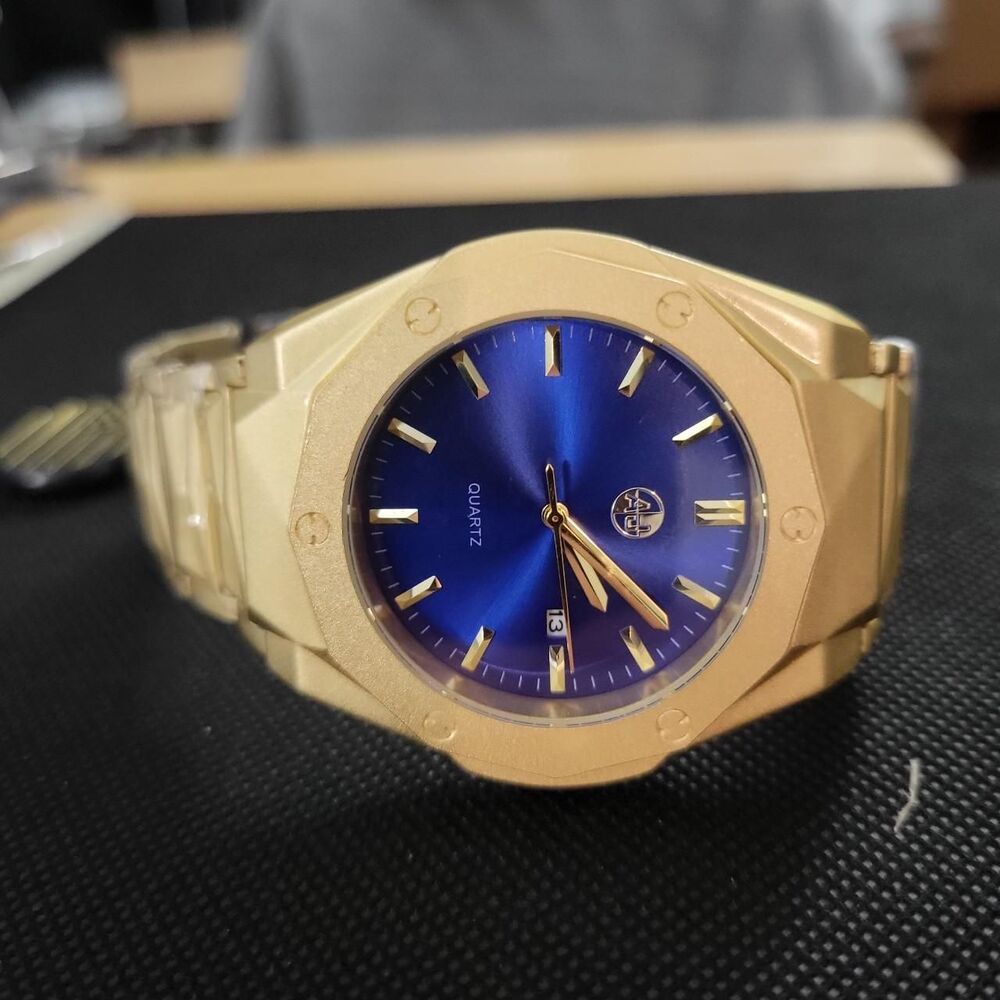 No-brand Men's Blue and Gold Watch